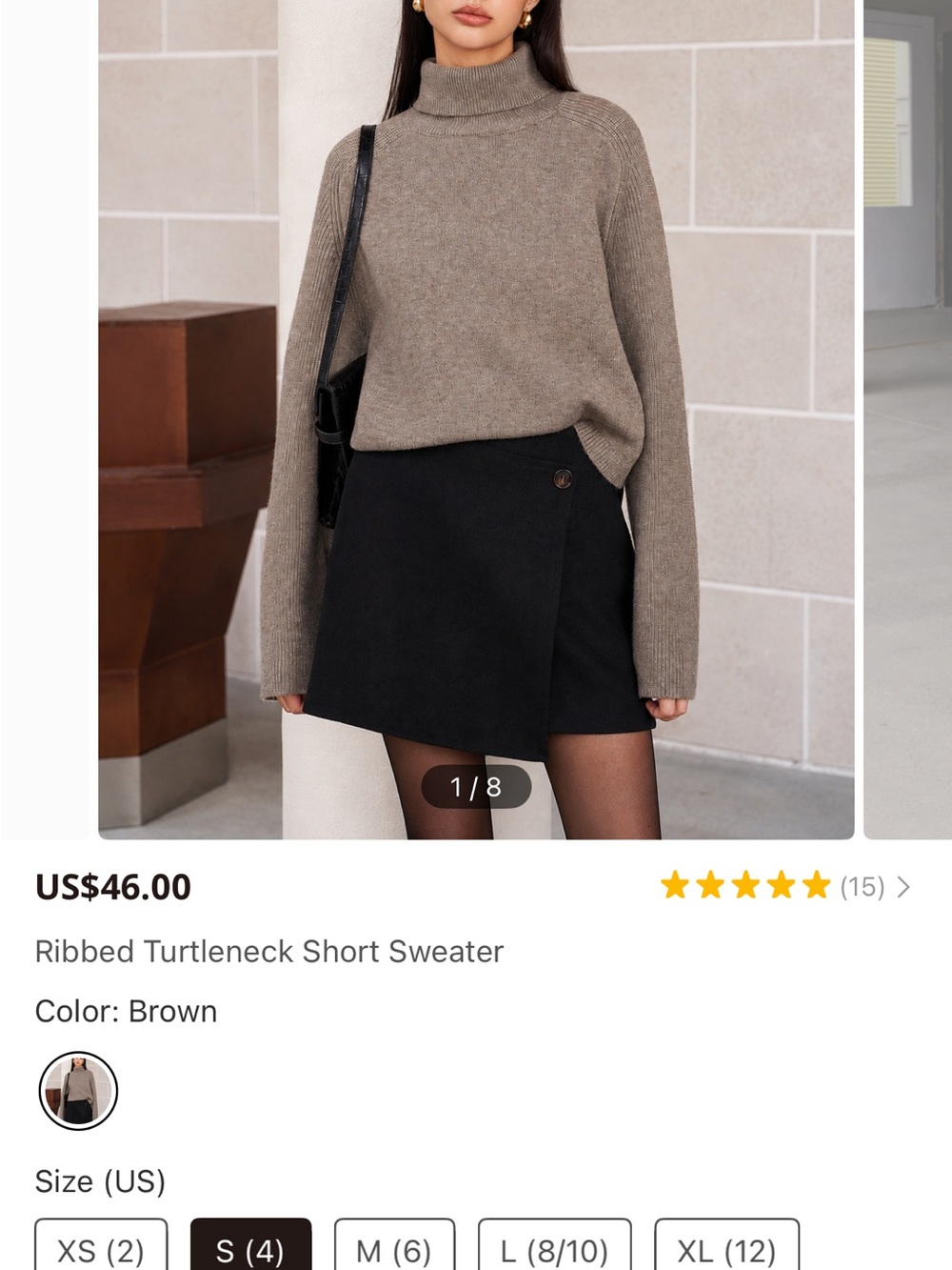 Commense Ribbed Turtleneck Sweater - Brown